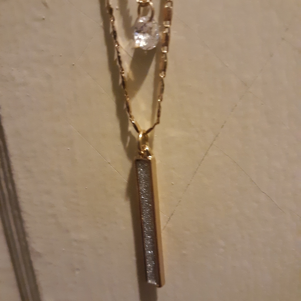 30" long gold double stranded necklace